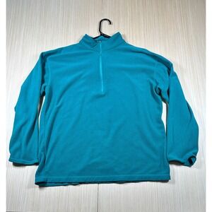 Vintage L.L. Bean Freeport Sweatshirt Mens L Teal Fleece Lined Mock Neck 1/4 Zip